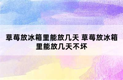 草莓放冰箱里能放几天 草莓放冰箱里能放几天不坏